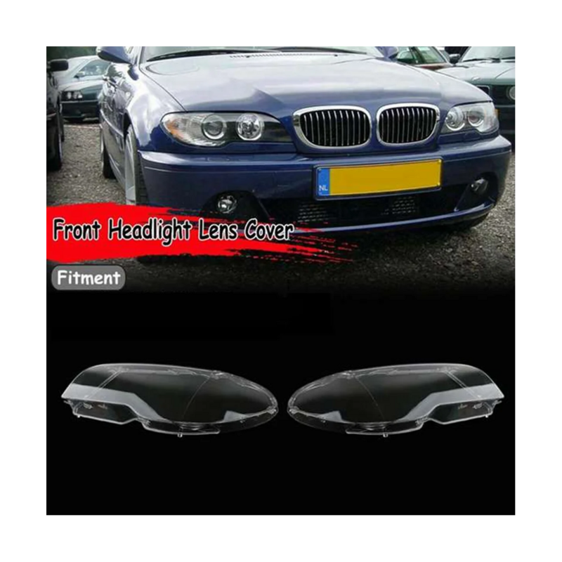 Car Headlight Lens for BMW E46 3 Series 2DR Coupe 2003-2006 Lampshade Glass Lampcover Caps Shell Lamp Case