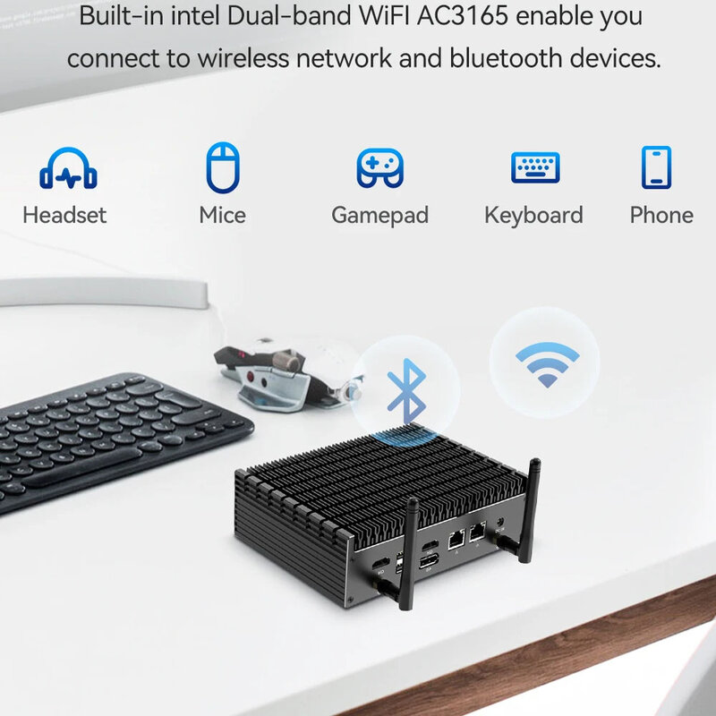 Dual LAN Office Mini PC dengan Inter I7-1255U/I5-1335U Dual DDR4 mendukung Windows10/11 Linux WiFi Bluetooth 4.2 tipe-c komputer rumah