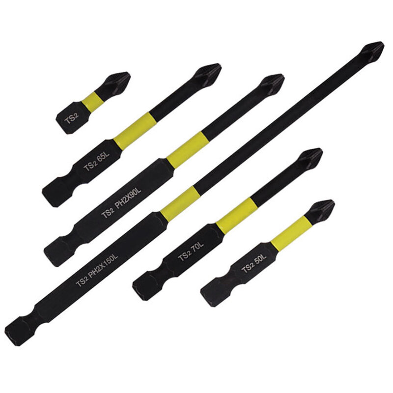 1pc 25-150mm Magnetic Non-Slip Batch Head PH2 Cross Screwdriver Hex Shank Yellow  Tool Accessories High Hardness