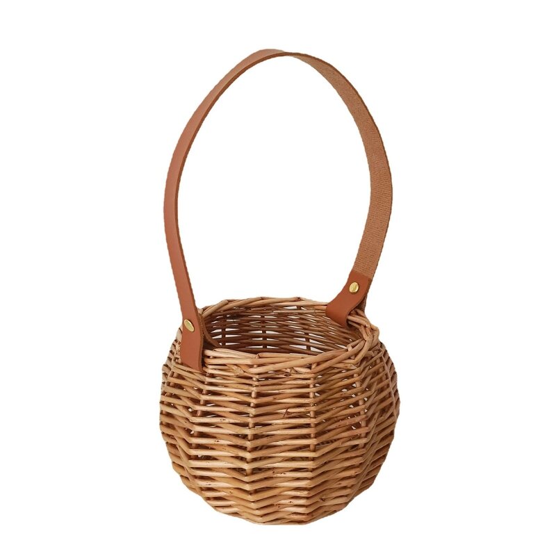 Rattan Storage Basket with Handle Portable Flower Candy Egg Organizer for Home Garden Decoration Wedding Flower Picnic Baskets