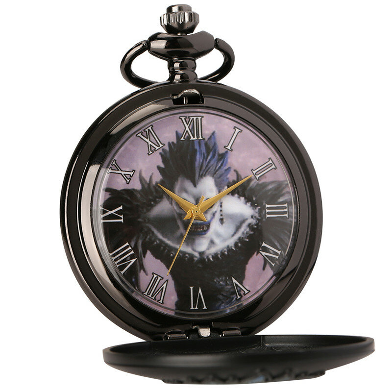 Jam tangan Quartz Pria Wanita, Kalung liontin saku Analog Quartz desain Grimace antik reloj