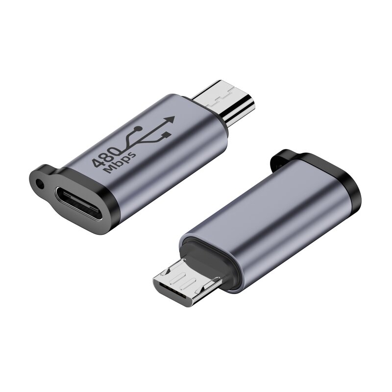 Mini adaptateur convertisseur USB Type-C vers Micro USB 18W, connecteur en alliage d'aluminium 480Mbps pour appareil photo numérique, GPS, livraison directe