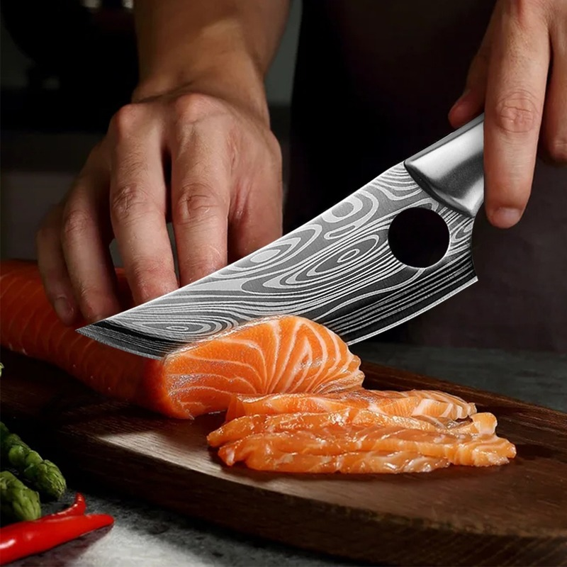 Cuchillo de cocina de acero inoxidable, utensilio de carnicero japonés, para caza, 5CR15