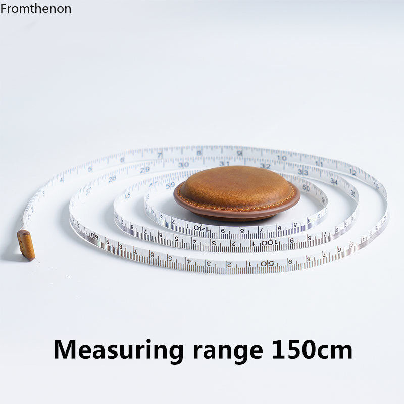 Fromthenon Crazy Horse Leather Handmade Mini Tape Measure Pull Rule Retro Vintage 150cm/60" Portable Retractable Ruler Tool Gift