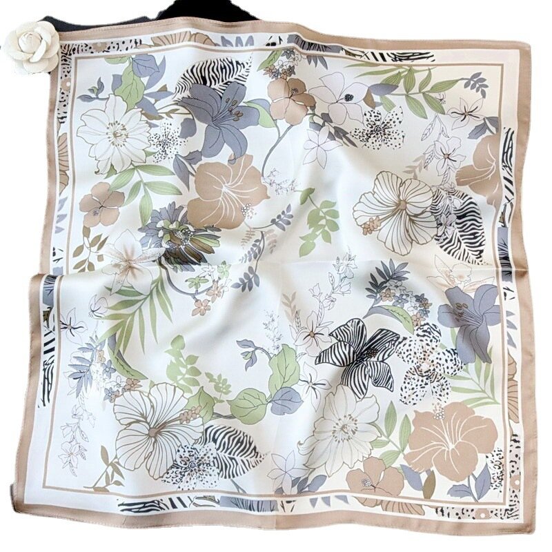 Birdtree-lenço estampado floral feminino, 100% seda real, lenço elegante, presente para senhora do escritório, nova moda, A41427QM, primavera, 2022