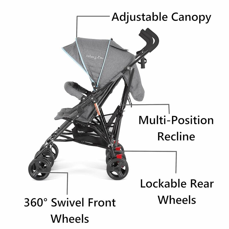 Volgo Twin Umbrella Stroller in Blue, Lightweight Double Stroller for Infant & Toddler, Compact Easy Fold, Large Storage Basket