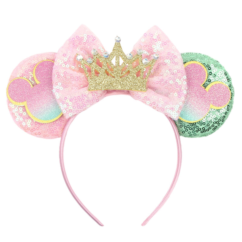 2024 New Cute Mouse Ears Headband For Girls Sequin Castle Bow Hairband Festival Party Cosplay Women DIY Hair Accessories Mujer