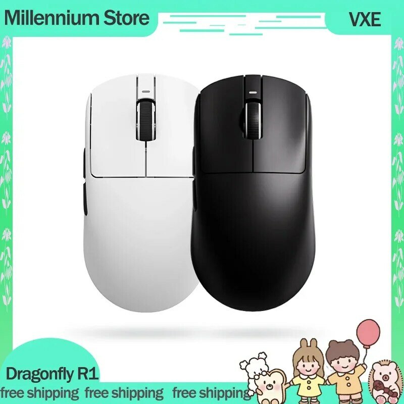 VXE Dragonfly Mouse Sem Fio, Série R1, 2.4G, R1 Pro Max, PAW3395, Leve, Delay Baixo, Jogos FPS, Win, Mac, Linux, Ratos, Novo