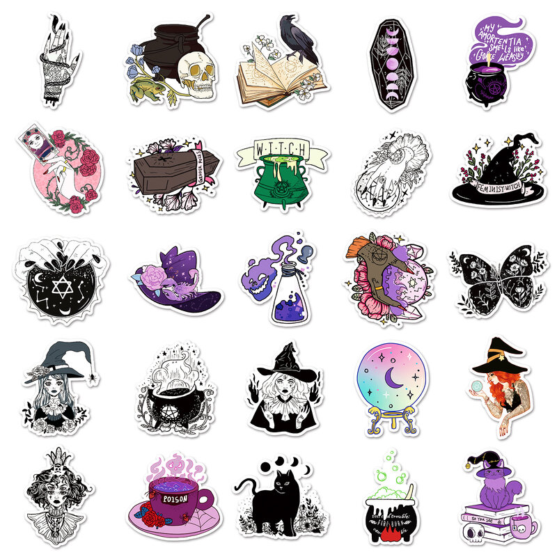 50Pcs Punk Magic Witch Series Graffiti Stickers Suitable for Laptop Helmets Desktop Decoration DIY Stickers Toys Wholesale