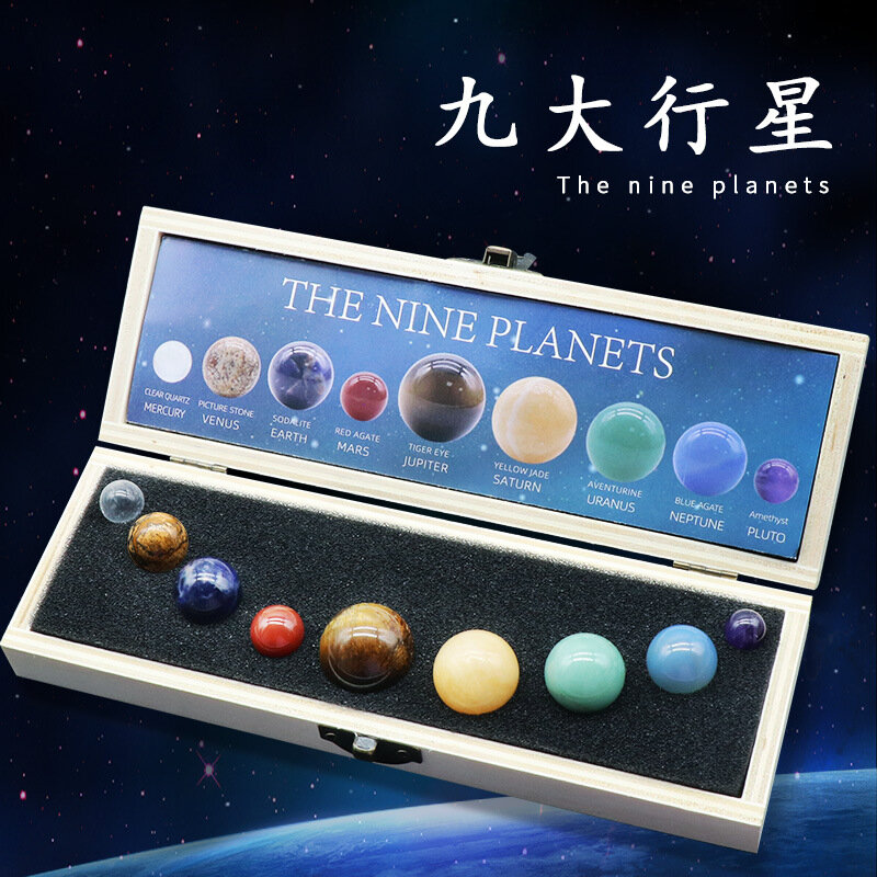 Модный натуральный кварцевый камень, 9 планетарных шаров, солнечная система, Кристальный камень, исцеляющий чакру рейки, сфера, Галактическая модель, Глобус