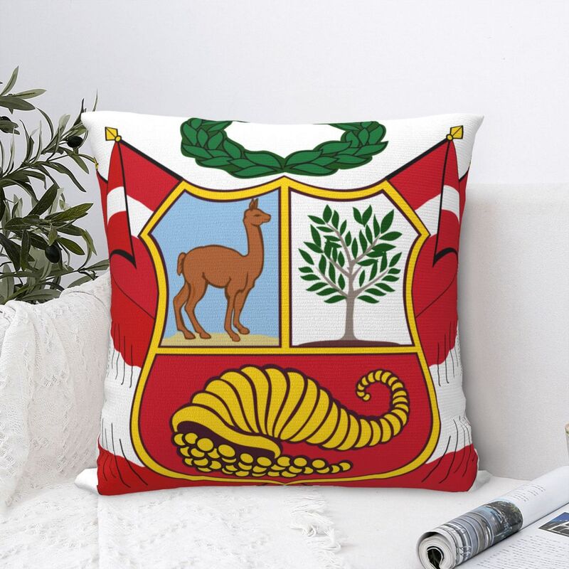 Peruvian Coat Of Arms Square Pillow Case for Sofa Throw Pillow