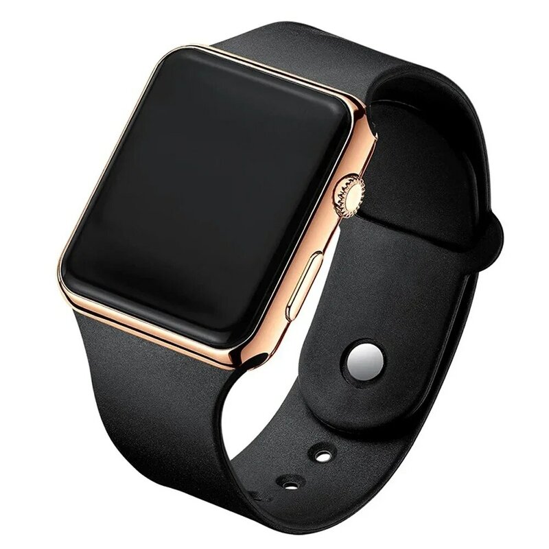 Jam tangan Digital LED, jam tangan Digital elektronik dengan tali silikon untuk pria dan wanita
