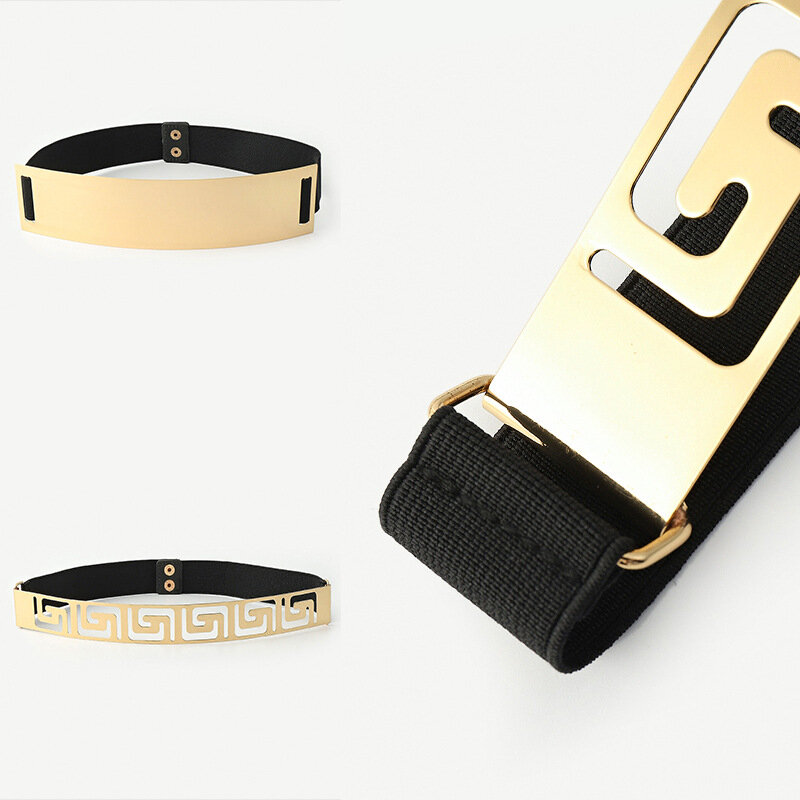 D & T-cinturilla elástica ajustable para mujer, abrigo de estilo informal, decoración dorada, 2022