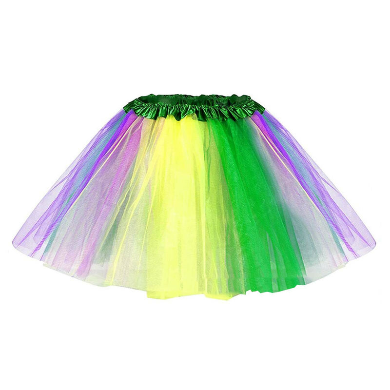 Women's Sequin Headband Masquerade Colorful Tulle Skirt Beaded Necklace Carnival Costume Set 6PCS