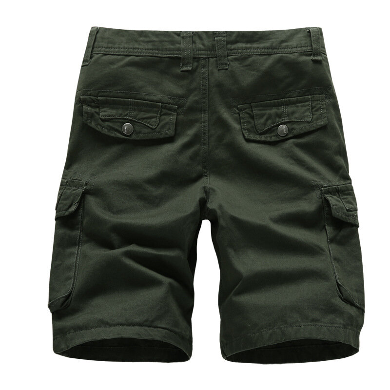 Summer Men's Solid Color Workwear Shorts Multiple Pockets Wear-resistant Casual Pants Men's Outdoor Sports Straight Leg Capris