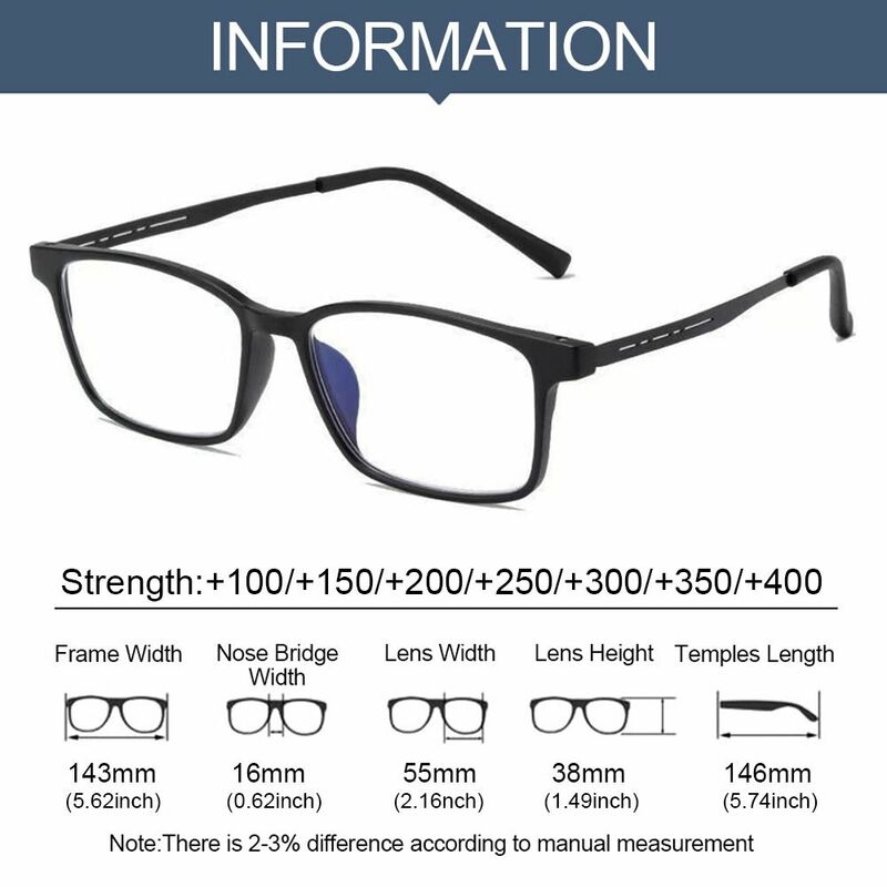 Blaulicht blockierende Lesebrille Männer Frauen ultraleichte tr90 Titan legierung optische Rahmen brille quadratische Brille