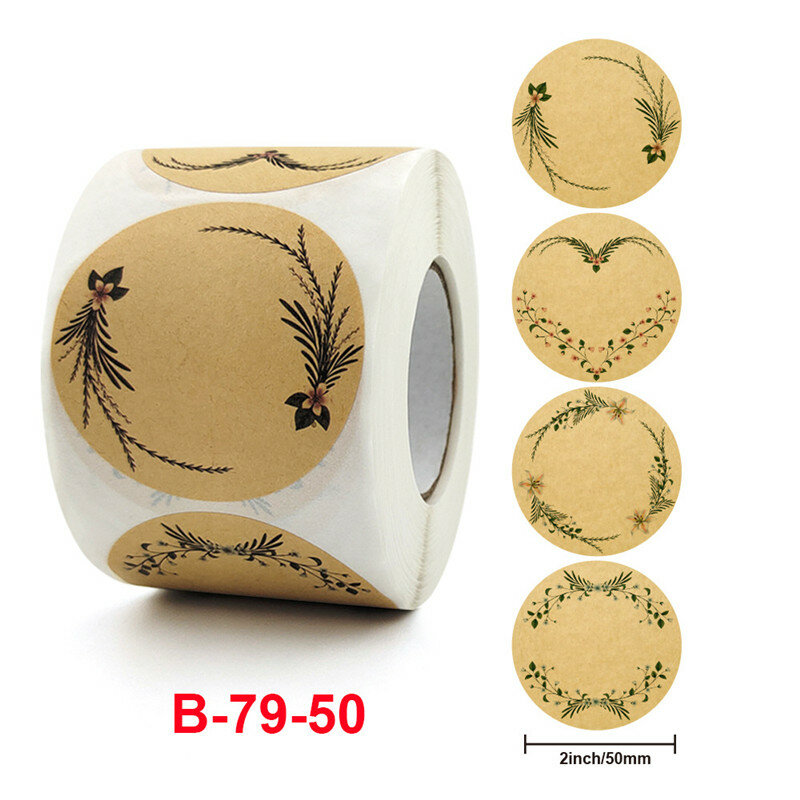 50mm hand geschriebene Blume Kraft papier Aufkleber personal isierte Design Geschenk box Versiegelung etiketten Hochzeit Geburtstags feier Aufkleber
