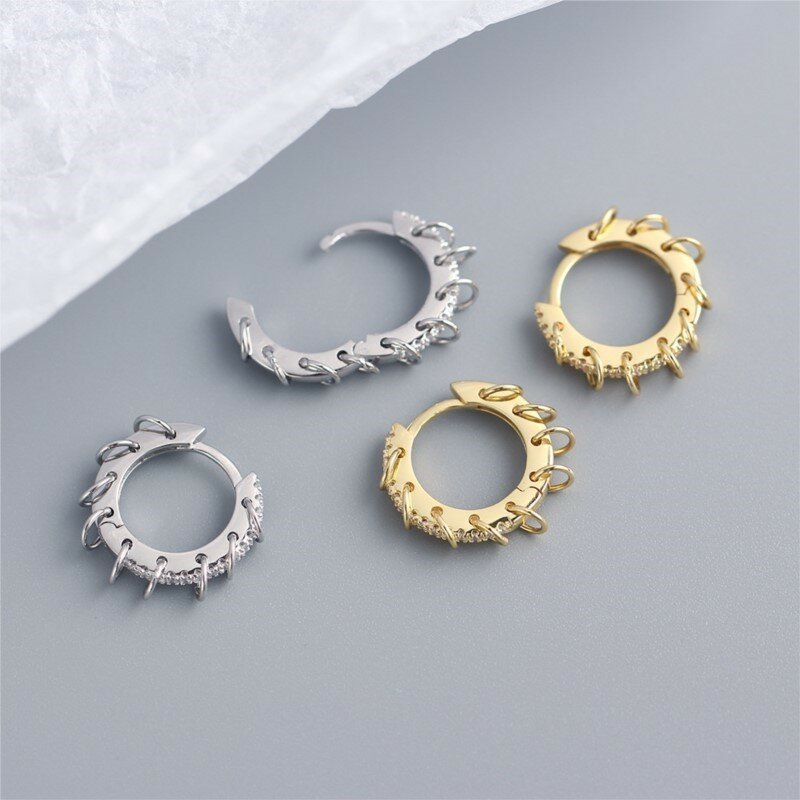 ANENJERY CZ Zircon Circle Hoop Earrings for Women Men Punk Trendy Party Accessories Fashion Jewelry Gift