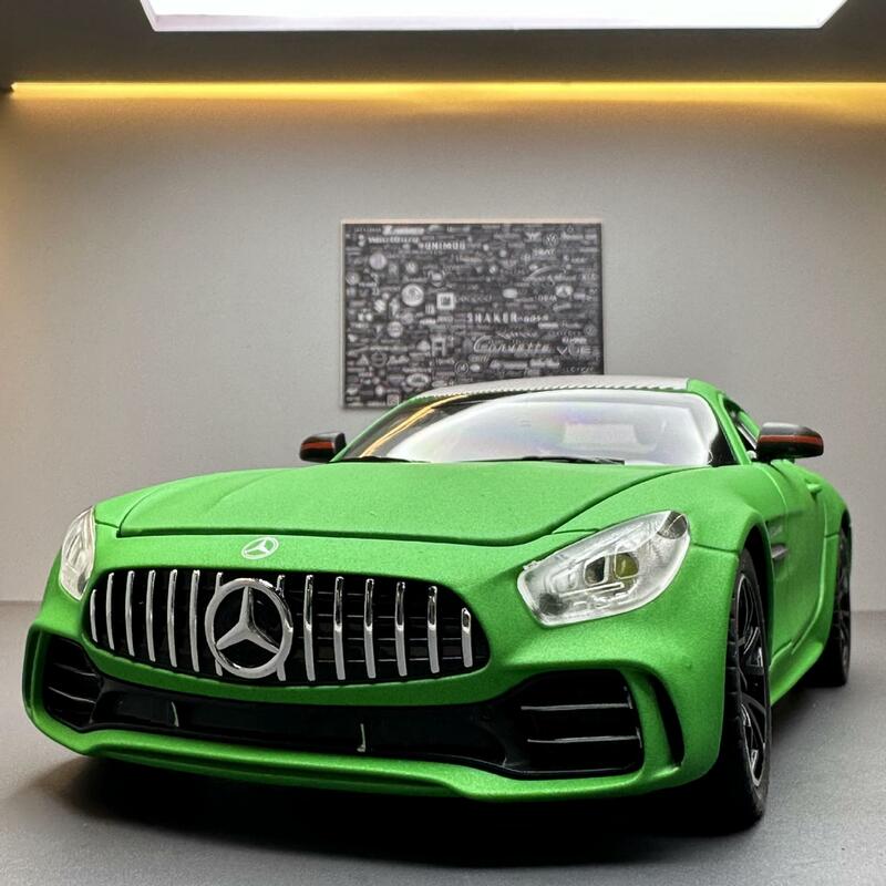 Mercedes-benz amg gtrスポーツ合金車モデル,金属製,ダイキャスト玩具,車の改造シミュレーション,サウンドとライト,男の子へのギフト,1:24