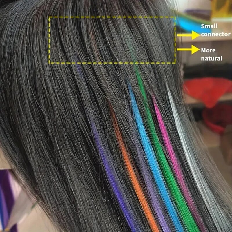 Extensões de cabelo sintéticas coloridas com queratina fusão, peruca Y2K Lolita Cosplay para mulheres e meninas, peruca reta, 40cm, 10 raízes por embalagem