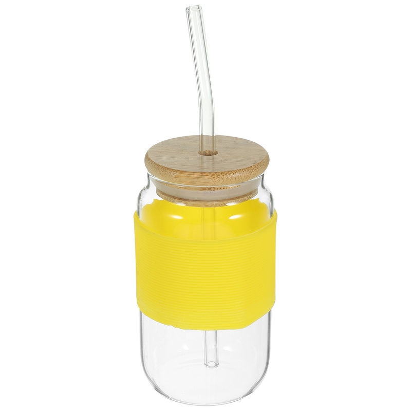Water Cup Small Juice Cup Glass Beverage Drinking Cup Cold Drinks Cup with Straw 380ml