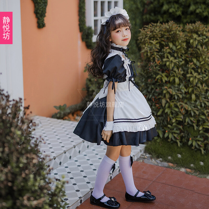 Классическое черно-белое платье для девочек, милое детское платье горничной лилоли, детское платье принцессы