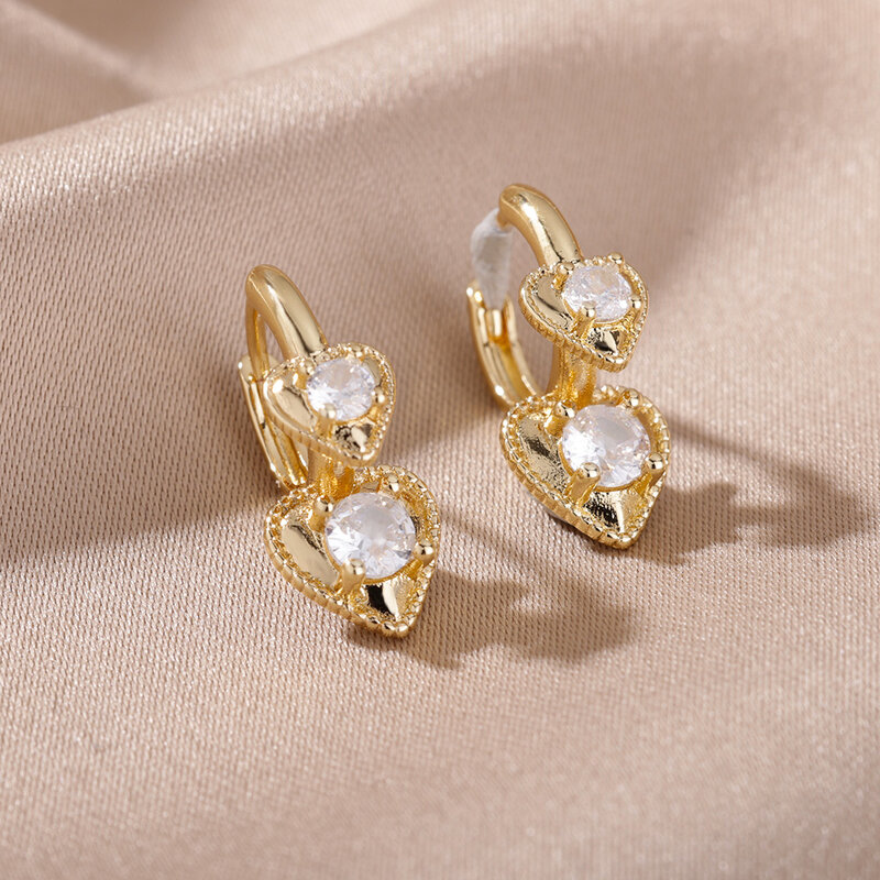 Zircon Heart Drop Earrings for Women Stainless Steel Couple Earrings 2022 Trend French Romantic Jewelry boucle oreille femme