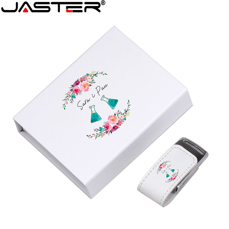 JASTER-USB 2.0 فلاش حملة مع شعار مخصص مجاني ، الجلود ذاكرة عصا ، صندوق أبيض بندريف ، 128GB ، 64GB ، لون الطباعة ، 10 قطعة مجموعة