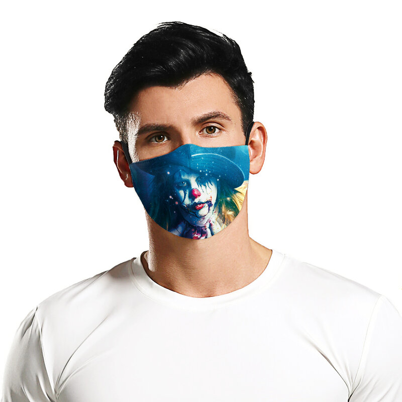 Маска с рисунком животных и растений, маска на половину лица для Хэллоуина, многоразовая маска унисекс для рта, модная моющаяся маска