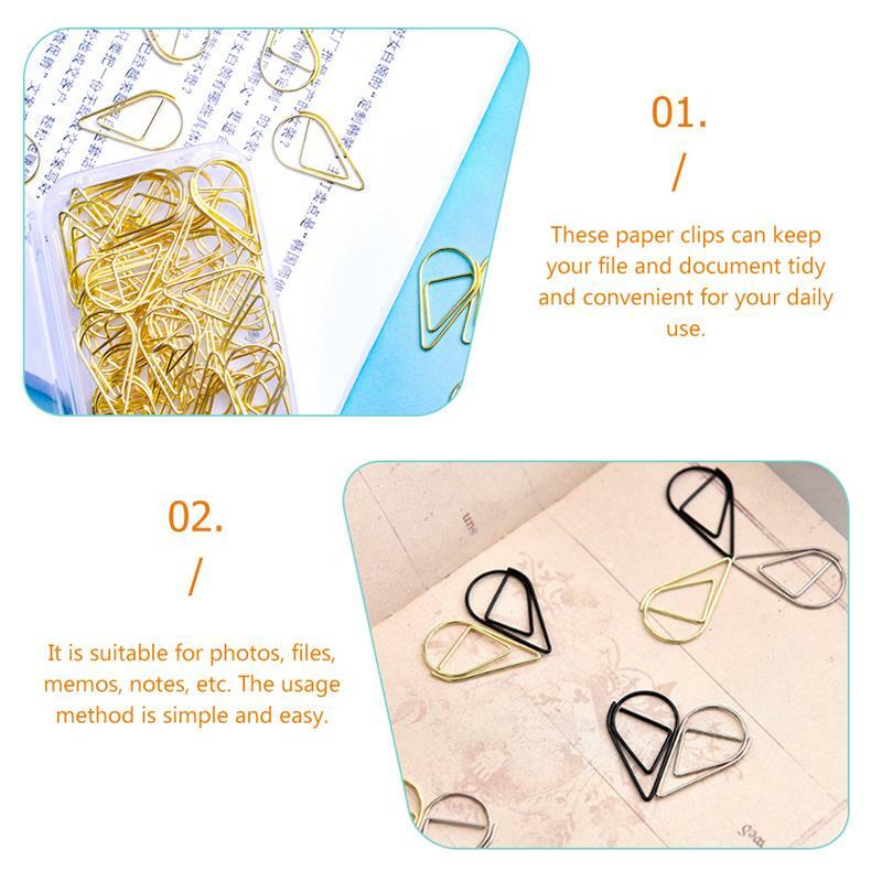100pcs Office Paperclips Paper Clips Drop Shaped Paper Clips Paper Clips Document Paper Clips Office Accessories paper Clips