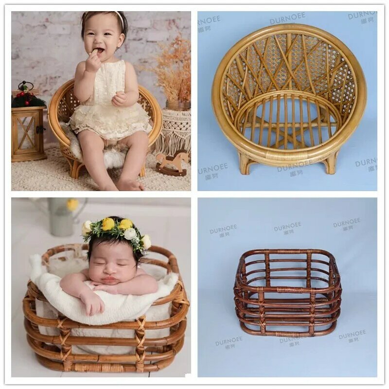 Chaise de photographie pour nouveau-né, panier rétro, conteneur de lit pour bébé, accessoires de studio de prise de vue