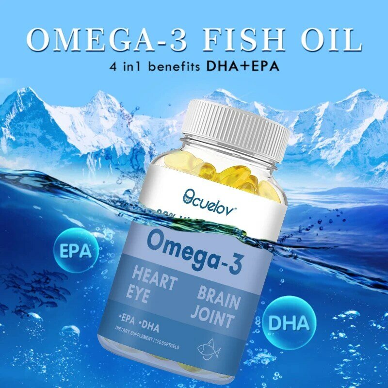 Bcuelov Omega-3น้ำมันปลาที่อุดมไปด้วย DHA และ EPA ปรับปรุงอารมณ์ไม่ดี, บรรเทาความเครียด, เสริมสร้างสมอง, ปรับปรุงหน่วยความจำ, สติปัญญาไอคิว
