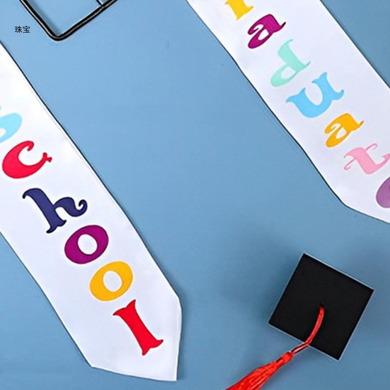 X5QE Graduação Embroid Carta Graduação Honra Roubou Extremidade Angular Lenço Infantil Unissex