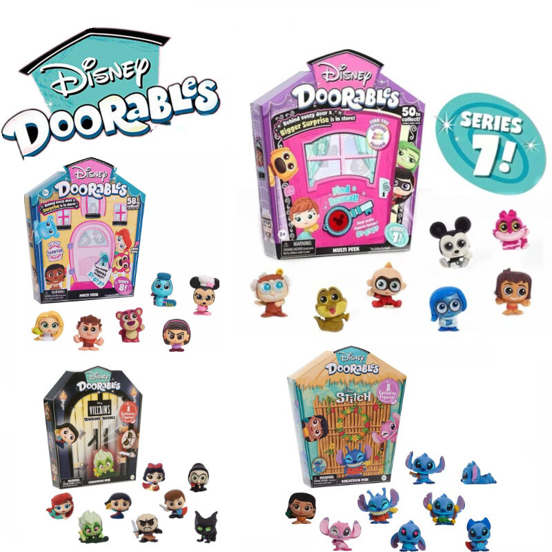 Disney Anime Doorables Figuras para crianças, Mickey Mouse, Ponto, Elsa, Caixa Surpresa, Desenhos animados de fadas, Boneca Kawaii, Caixa Misteriosa Presentes