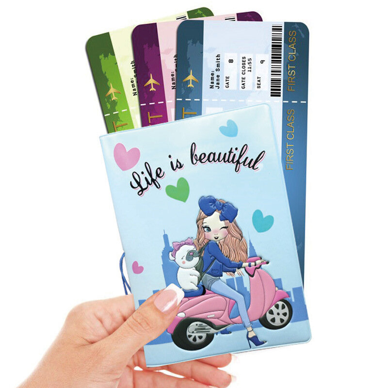 New Design Cute Travel Accessories Passport Holder PVC 3D Print Leather Men Travel Passport Cover Case Card ID Holders
