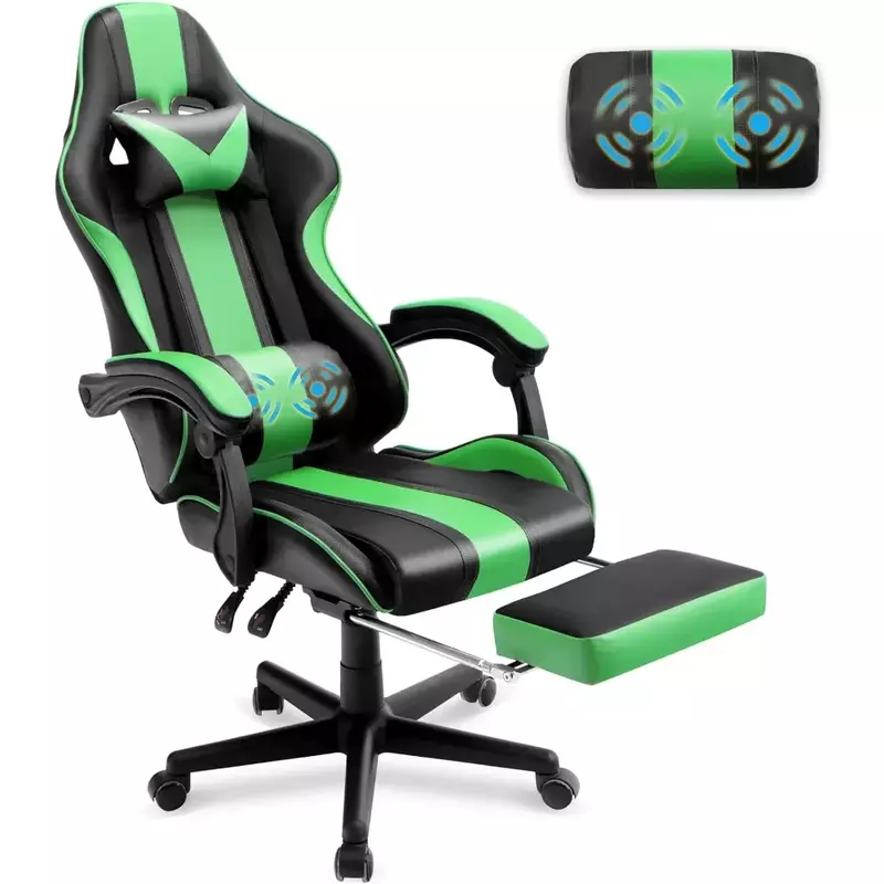 Gaming-Stühle, ergonomischer Rennstil PC-Spiel Computer-Stuhl mit Kopfstütze Lordos stütze verstellbare Liege pu leathe