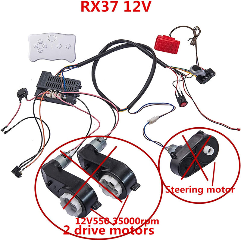 12V DIY Modified Wires and Switch Kit,with 2.4G Bluetooth Remote Control,for Children Electric Ride On Car Accessories