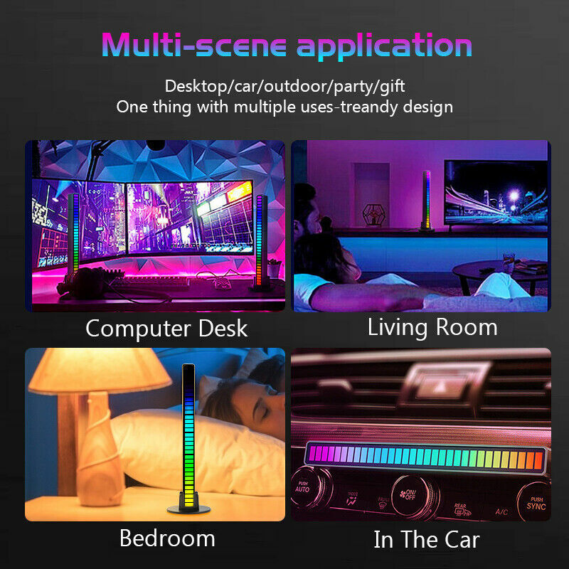 Luz RGB de ritmo sincrónico con Control de voz, luz ambiental colorida Popular de Internet, inducción de escritorio para coche, selección Led creativa