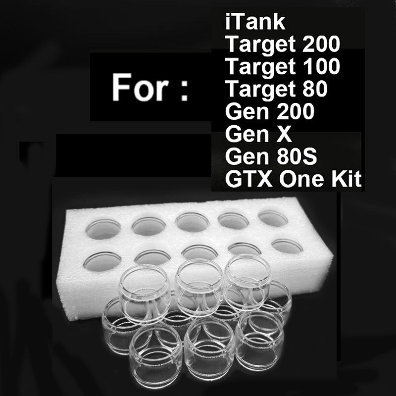 หลอดแก้วฟอง10ชิ้นปกติสำหรับ itank Target 200 100 80 Gen 200 GTX หนึ่งชุด Gen 80S อุปกรณ์เสริมถังกล่องแก้วใส