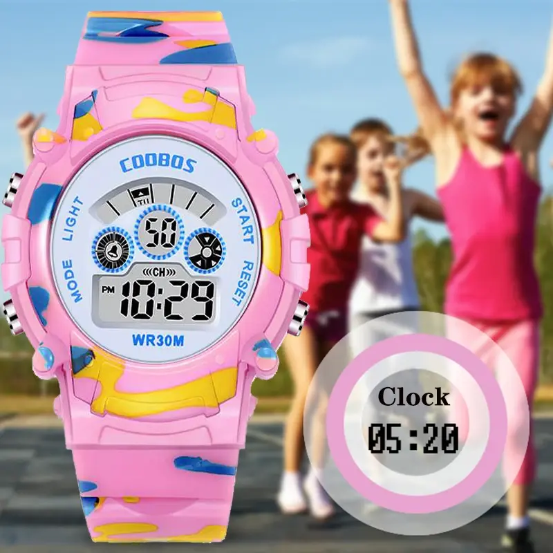 CamSolomon-Montre numérique LED étanche pour enfants, montre-bracelet de sport pour enfants, bracelet en caoutchouc, horloge pour enfants, étudiant, fille, garçon