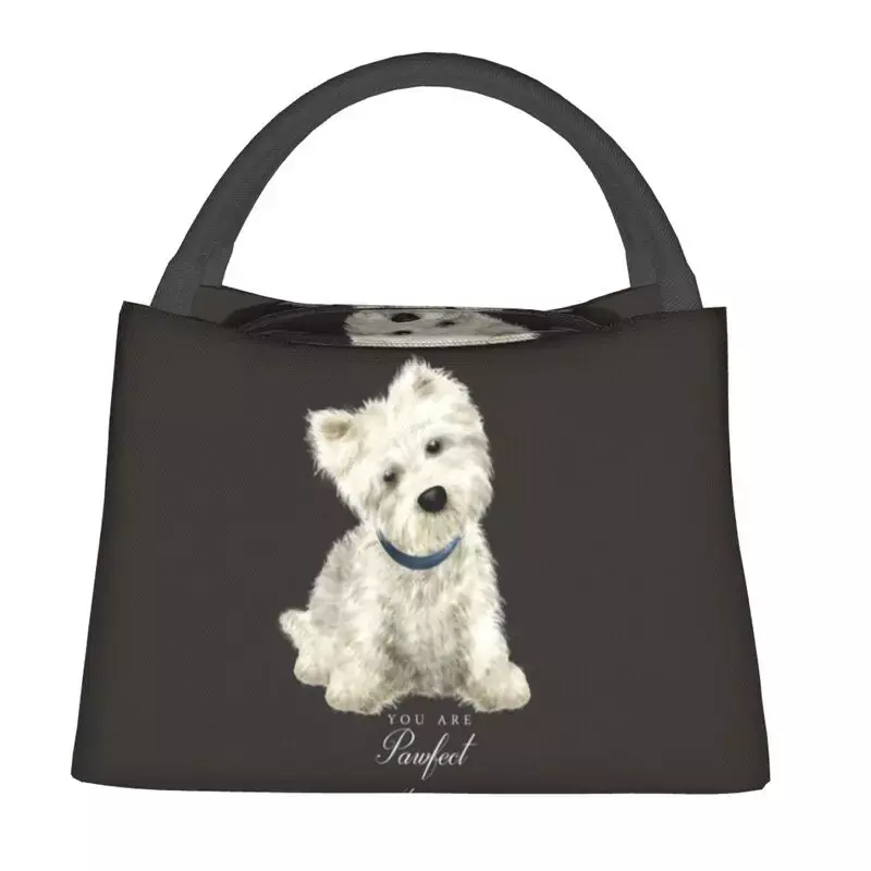 Cute West Highland White Terrier Dog Insulated Lunch Bags for Women Portable Westie Puppy Cooler Thermal Lunch Box Work Picnic
