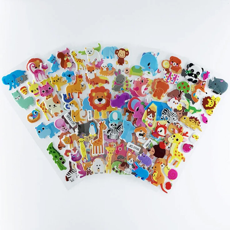 Juego de pegatinas de dibujos animados para niños y niñas, pegatinas impermeables de animales del Zoo, para decoración de cuaderno, álbum de recortes, juguete para niños y niñas, 8 hojas