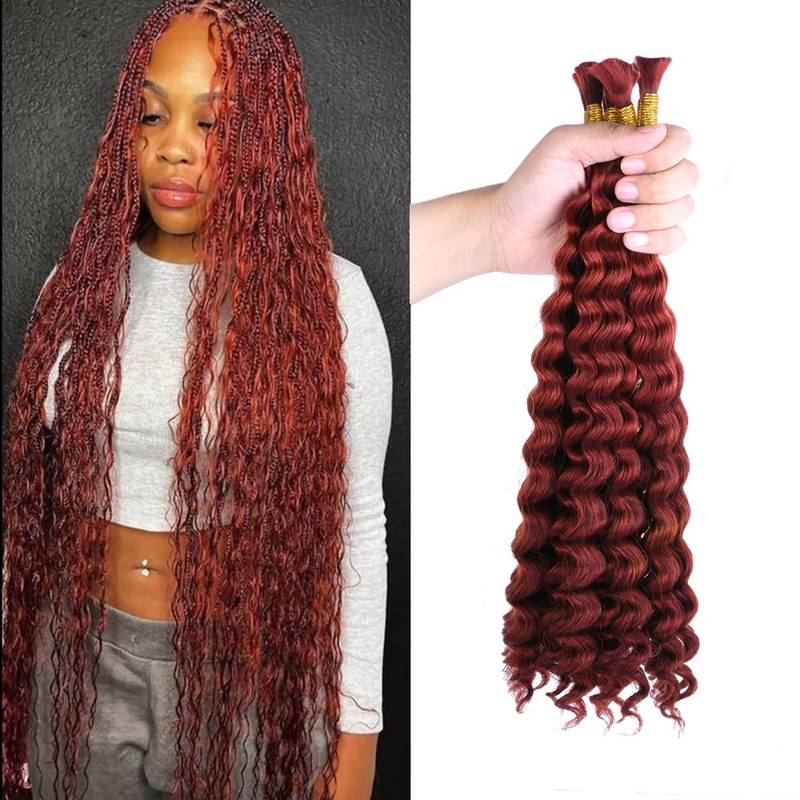 Gember 350 # Bulk Menselijk Haar Voor Het Vlechten Van Braziliaanse Diepe Golf Bulk 100 Gram Gekleurde Remy Hair Extensions Voor Vrouwen Natuurlijk Haar