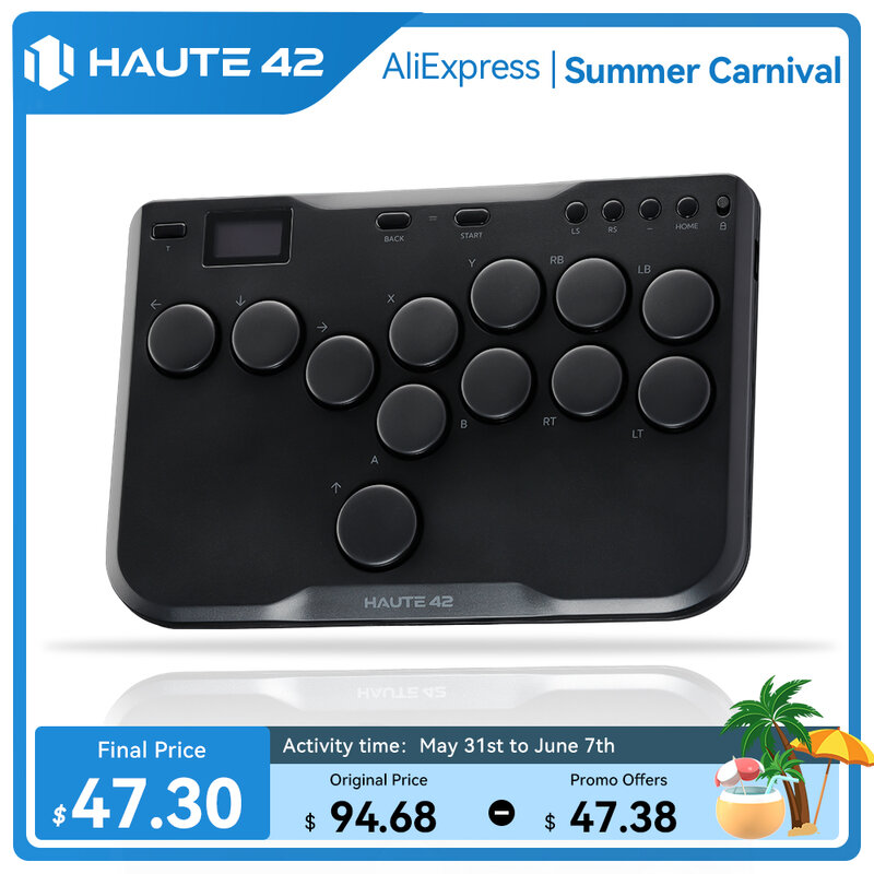 Haute42 Cosmox 미니 아케이드 조이스틱 히트박스 컨트롤러 키보드, 레버리스 히트박스 파이트스틱, PS4, PS5, 스위치 아케이드 스틱 PC용