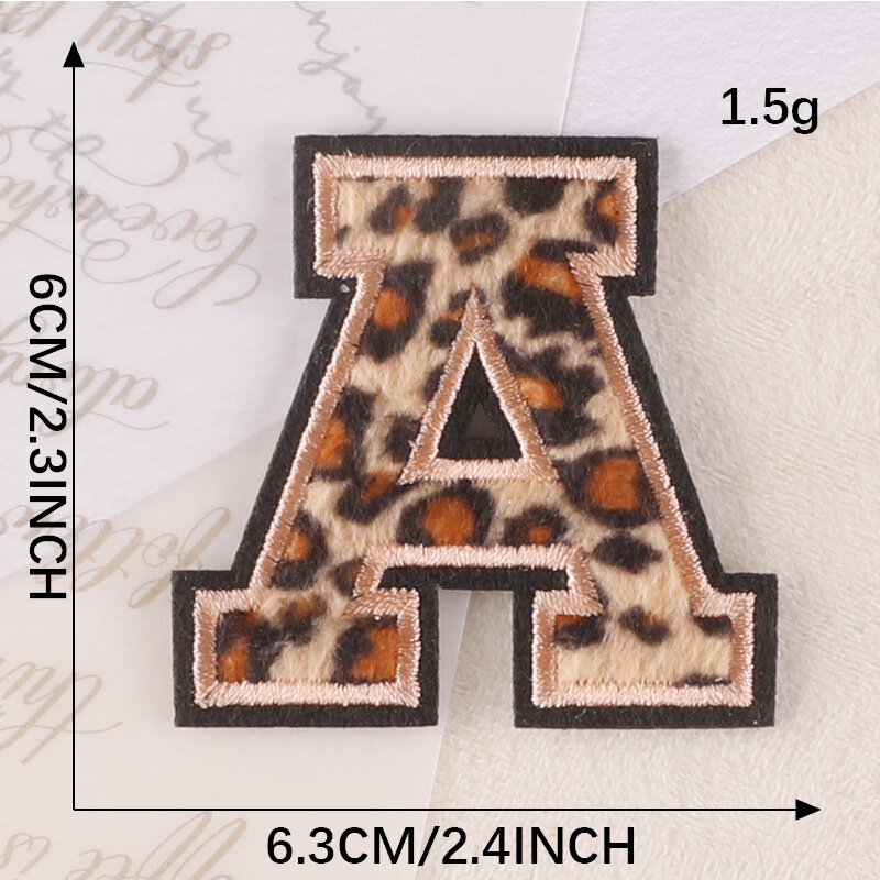 Hot Selling Leopard Print Embroidery Patches Set DIY Alphabet Letter Sticker Badge Iron on Patches Cloth Bag Fabric Accessories