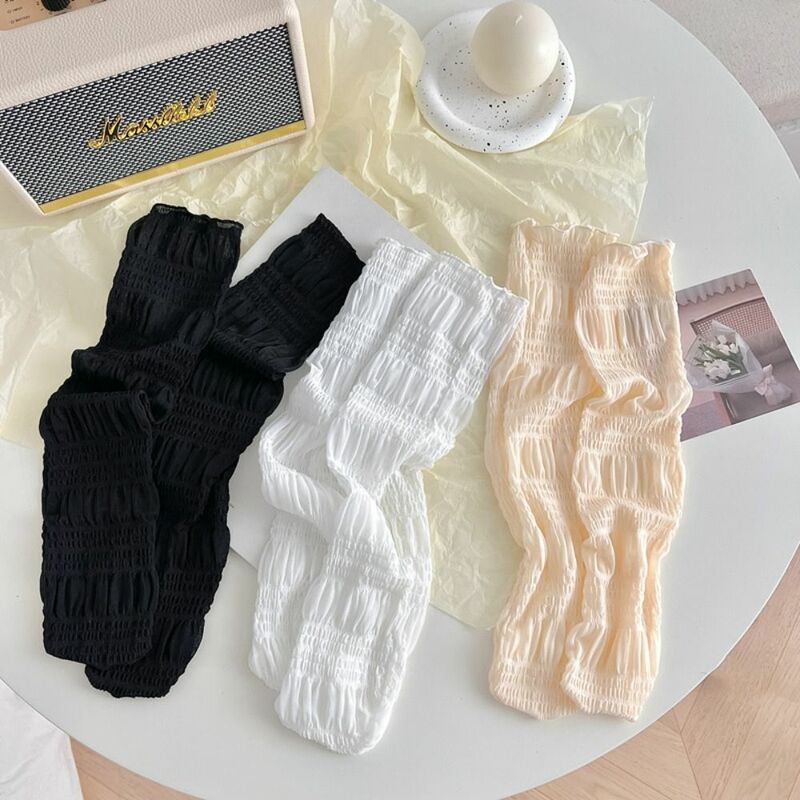 Освежающие летние эластичные износостойкие женские носки со складками и рисунком, кружевные Чулочные изделия, чулки в Корейском стиле, свободные Пузырьковые носки