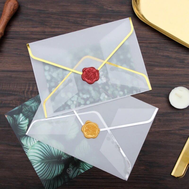 Large Capacity Custom Sulfuric Transparent Envelope Wood Pulp Paper Sulfuric Acid Paper Hot Stamping Postcard Transparent