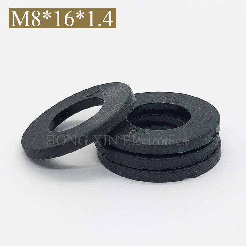Arandela de nailon negro M8 x 16x1,4, arandela espaciadora plana de plástico, espesor, Junta circular redonda, anillo circular de alta calidad