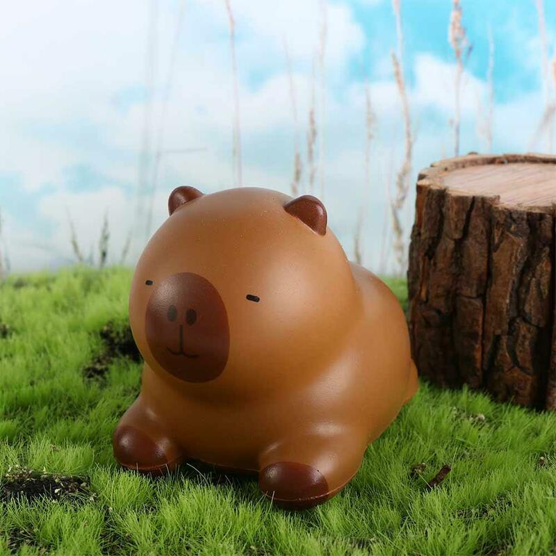 ตุ๊กตาของขวัญของเล่นแบบบีบสำหรับบีบ Capybara จำลองของตกแต่งทำจาก PU ทรงแคปซูลเด้งช้า