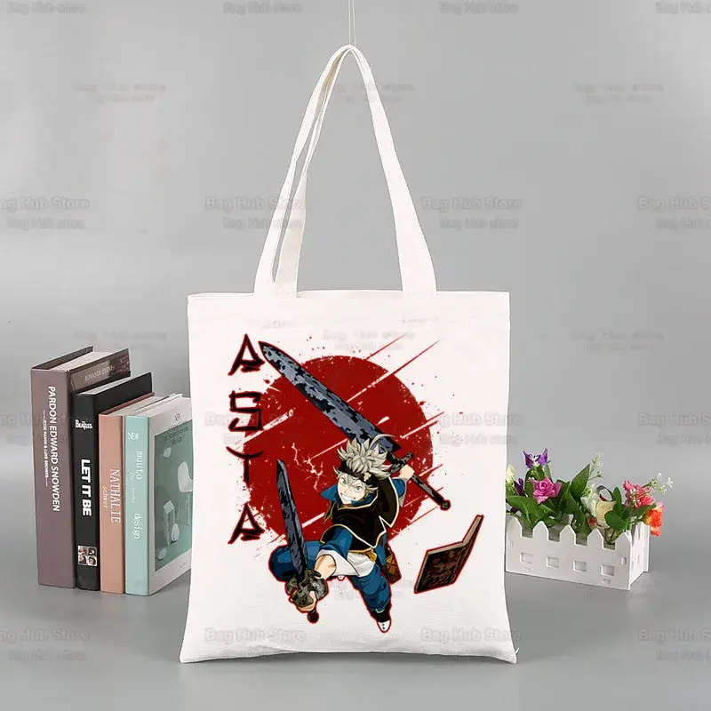 Black Clover Anime Asta Yuno Ulzzang Shopper Bag Print Canvas Tote Bag Handbags Women Bag Harajuku Shoulder Bags